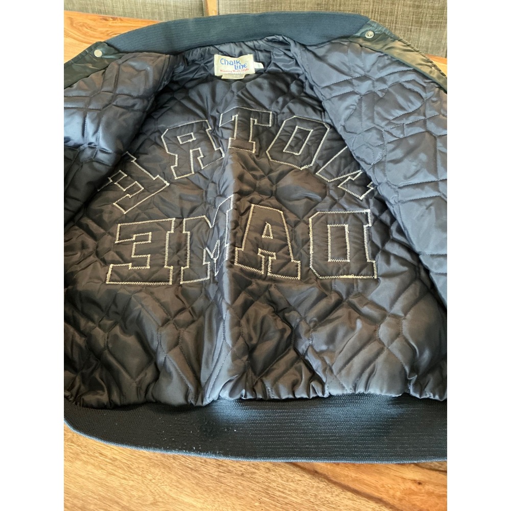 Vintage 80s Chalk Line Notre Dame Fighting Irish Satin Bomber Jacket USA Made L - Picture 8 of 12